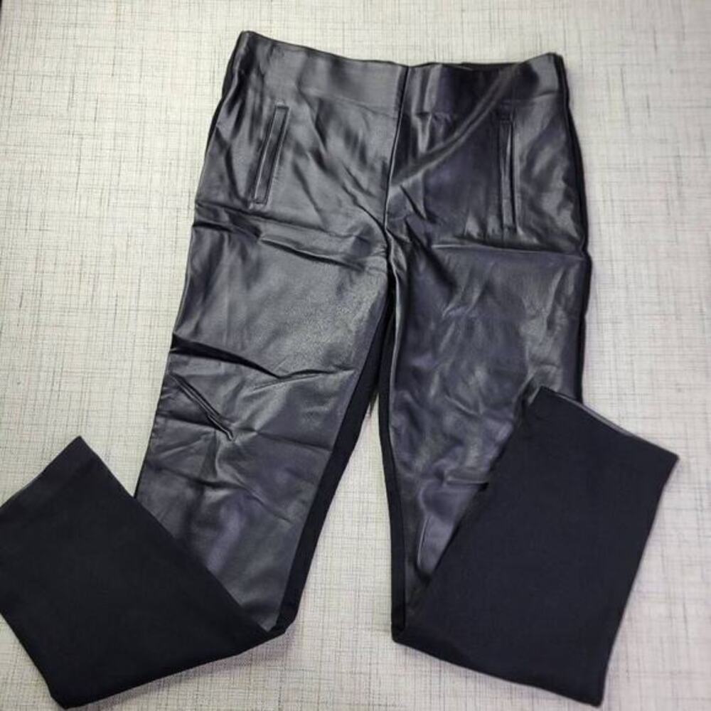 Chico's Abbey Pieced Faux-Leather Pants Size O Small